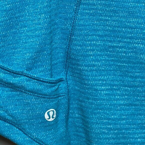 Lululemon base runner Mini Check Pique Surge Heathered Turquoise Pullover Sz 6 - Picture 11 of 16